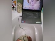 Musturbating while watching 2 lesbians on my laptop fucking each other.