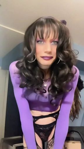 Transparent Purple Top with Purple Stockings