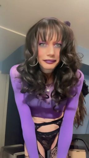 Transparent Purple Top with Purple Stockings