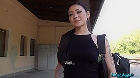 Sexy Asian Japanese Babe Rae Lil Black Has Wet Pussy Creampie In Public Train Station