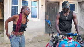 my okada boyfriend cheated and came to confront him but instead we settle it with hot sex on his bike