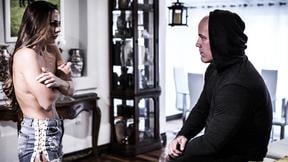 Big tits blonde MILF deepthroated and railed by manipulative stud