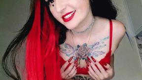 Devotion to my fiery ass&#x1F351;! Red skirt and red panties Dominatrix Nika