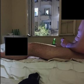 Trying to be caught naked masturbating by neighborhood at open window