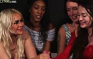 CFNM Ebony deepthroats cock in group BJ till cumshot