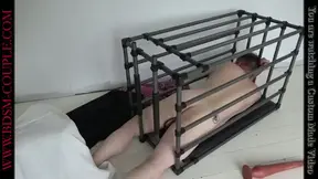 I love watching my slave-husband move around inside the small cage trying in vane to find a comfy position. It's mission impossible!!! And I must admit that I also enjoyed making him happy when I off…