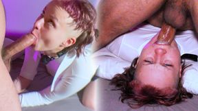 Tied up petite slave sloppily deepthroats her masters cock - Roxy Mystique