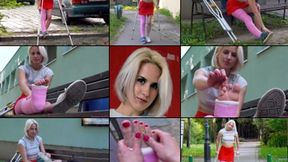 Amydouxxx LLC Crutching Cast Shoe Struggle in The Park and Deep Foot Massage (in HD 1920X1080)