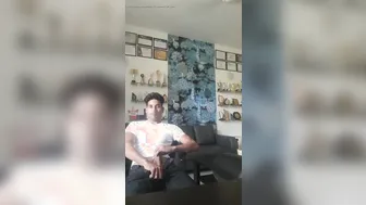 Young guy in uniform gets a handjob with penis ring in bathroom