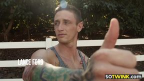 Stepbrothers pick up a hot hitchhiker and fuck him anal
