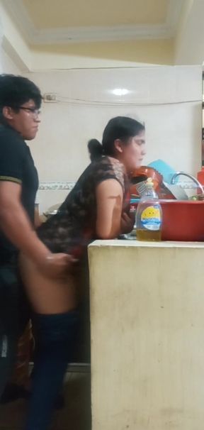 Maid Fucked When She Washes the Dishes
