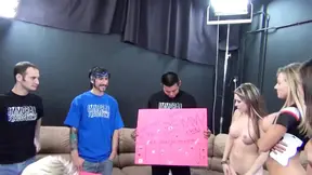 Asian dude gets a triple blowjob and cums twice