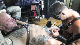 Masculine Jason Collins dominates and teases with his huge cock in HD Leather Porn