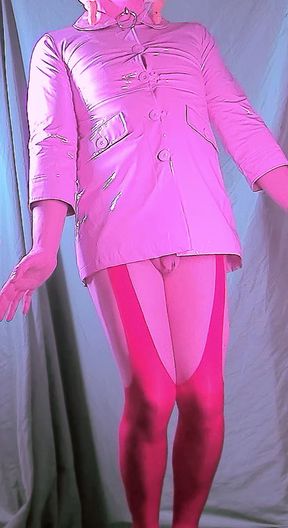 Standing in my little pink vinyl jacket