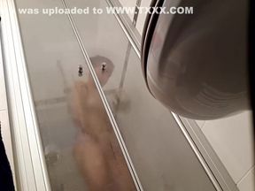 Spying my moms friend who stays over night SHOWERING NAKED PUSSY FIRM BODY