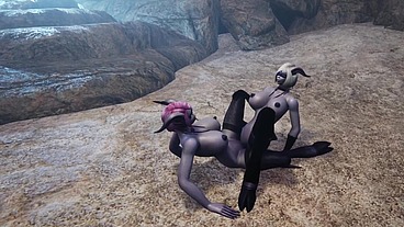 Draenei Girl on Draenei Girl Action in a Cave - Warcraft Porn Parody