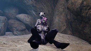Draenei Girl on Draenei Girl Action in a Cave - Warcraft Porn Parody