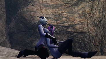 Draenei Girl on Draenei Girl Action in a Cave - Warcraft Porn Parody