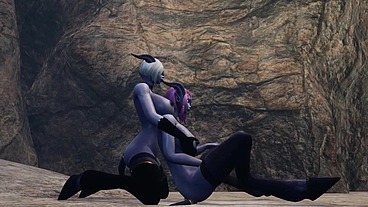Draenei Girl on Draenei Girl Action in a Cave - Warcraft Porn Parody