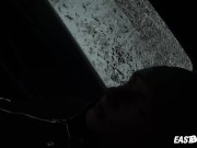 Wild handjob in car and winter in woods