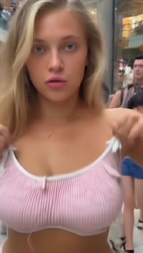 titty drop, a young, blonde Caucasian woman with, video created by AI