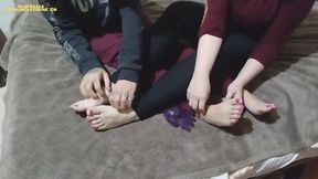 Tickling Fight: Persephone's Feet vs. Nocturne Eve's Feet