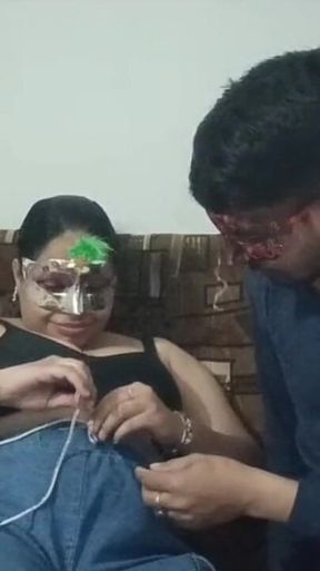 Masked Desi Group Orgy Wild Kiss Boobs Play in Masquerade Party Homemade Fun