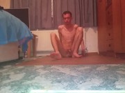 Very very skinny teen deepthroats a banana after fingering himself