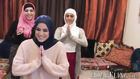 Arab girls Audrey Royal & Sophia Leone are sharing a black dick with Monica Sage