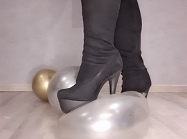 Balloon popping with boots