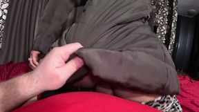 Deep-throat &mdash; riding a fat cock and cum play with a down-jacket 266