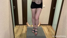 Girl punished dick on the milking board