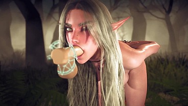 Elf fell in a Magic Dick Gangbang Trap in the forest - 3D Porn