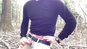 Sagging and jerking off in the woods. Verbal