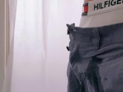 desperate twink pissing in his shorts