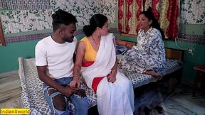 Desi Damad fucking Sasuma infront of Bahu! Indian Family Sex