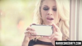 Blonde Piper Perri deepthroats then rides big cock missionary