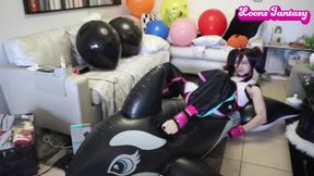 Juri deflates inflatable whale