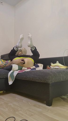 Spectacular moment from "(GER) Sporty AssBitch in smelly AirMax97, Socks and Jockstrap stretched &amp; trained very deep and"