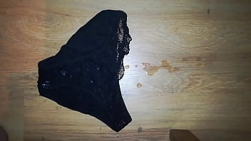 Big cum on black panties