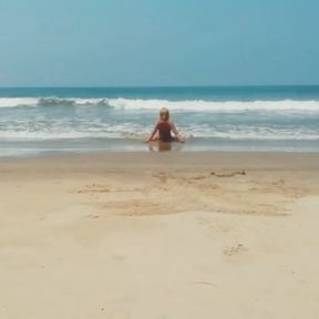 Girl Pissed on her red panties on the beach  Angel Fowler