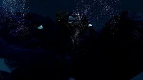 UnderWater backstage shooting - gothic look swimming in pool