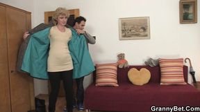 Vintage vixen seduces stud in steamy senior sex romp