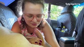 Stepbrother fucked his stepsister in the car and cum in her mouth, and she didn't mind
