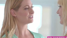 GIRLSWAY PASS - Sweet blonde gets her pussy&#x270C; kissed by eager lesbian (Kenna James, Veronica Weston)