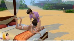 porn gameplay new couple fuck on the beach outside