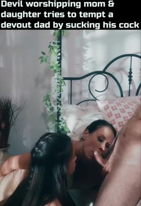 Reagan Foxx enjoys a taboo double blowjob with her step-sister in this family-th