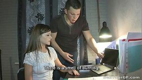 Skinny cumslut fucks for tech upgrade