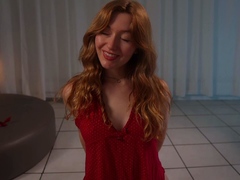 Petite amateur redheaded teen pisses and sucks cock