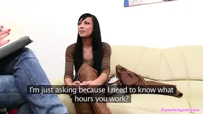 Lesbian agent seduces brunette during casting